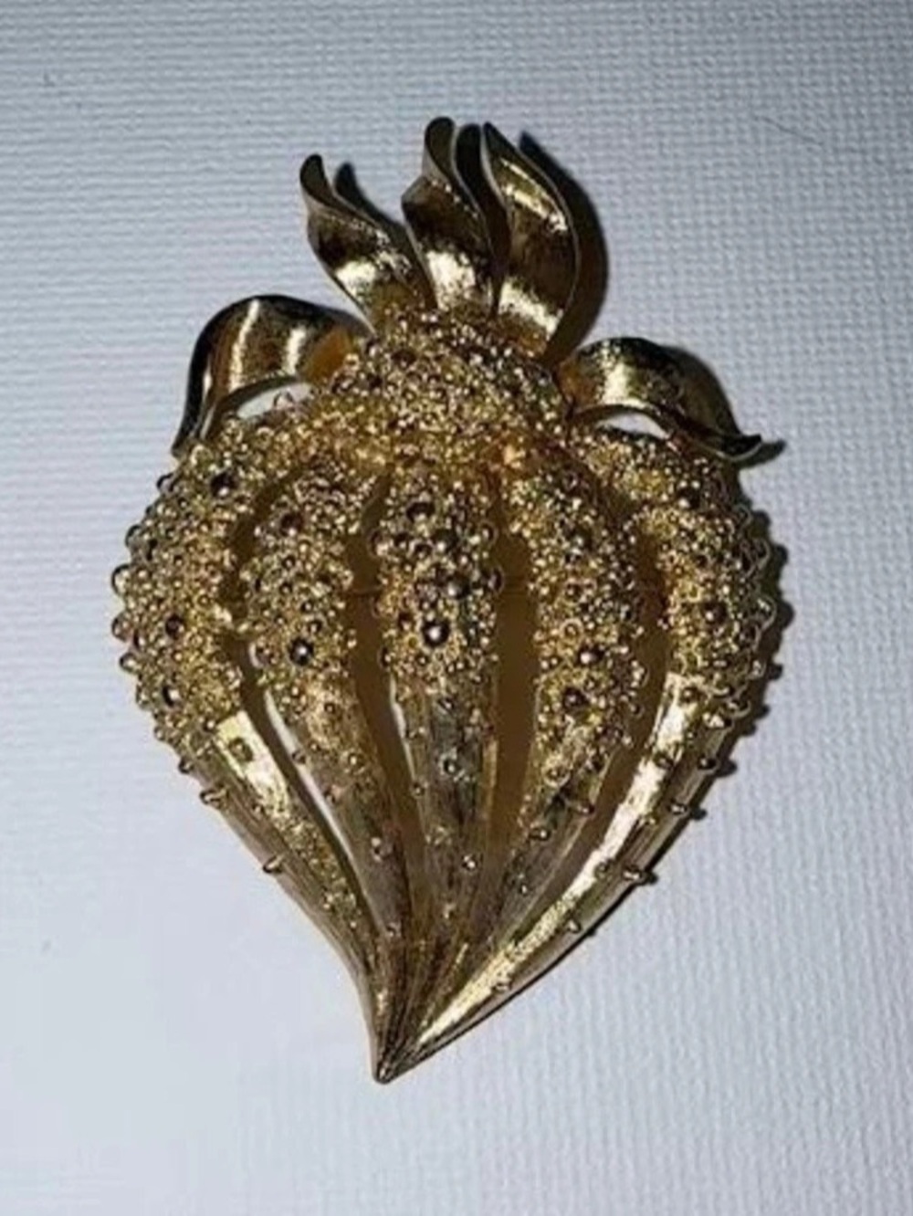 Vintage Signed Monet Gold Tone Statement Floral Spray Brooch Pin 1960s